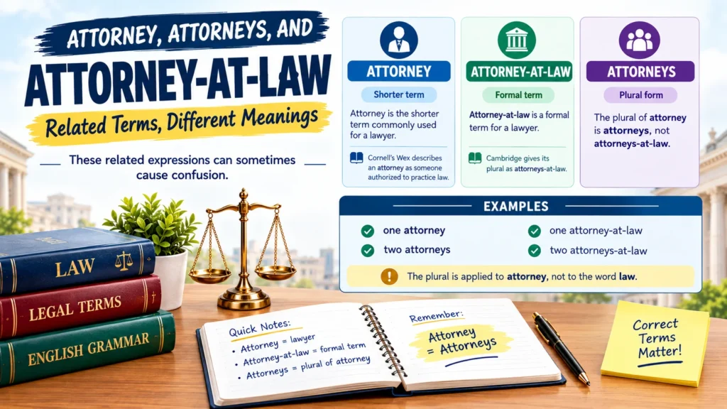 Attorney, Attorneys, and Attorney-at-Law