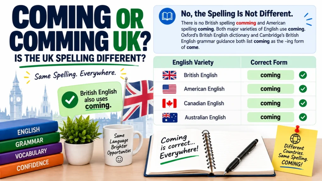 Coming or Comming UK | Is the UK Spelling Different?