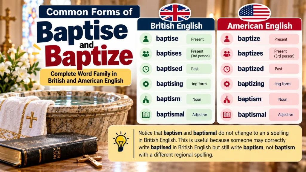 Common Forms of Baptise and Baptize