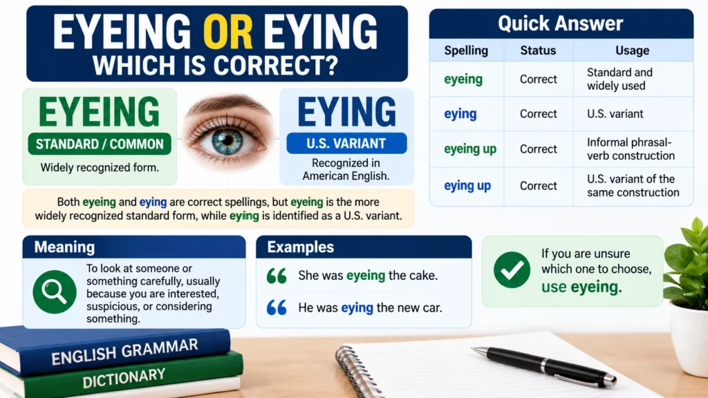 Eyeing or Eying | Which Is Correct?