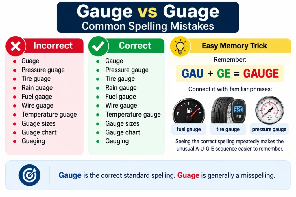 Gauge vs Guage | Common Spelling Mistakes