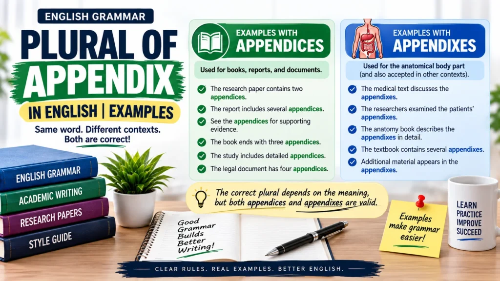 Plural of Appendix in English | Examples