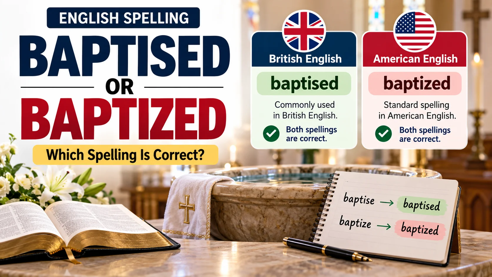 Baptised or Baptized | Meaning, Spelling, UK, US & Canada
