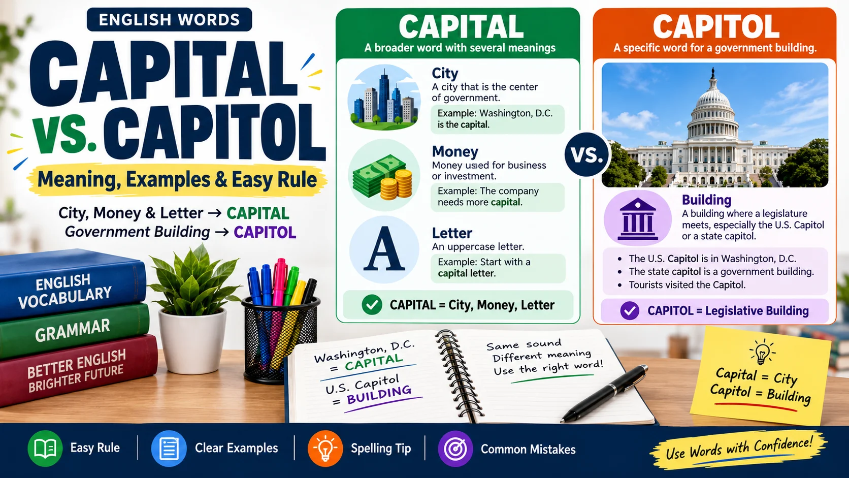 Difference Between Capital and Capitol | Meaning, Examples & Easy Rule