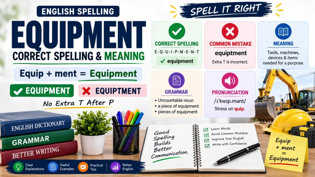 How Do You Spell Equipment Correct Spelling, Meaning, Pronunciation & Examples