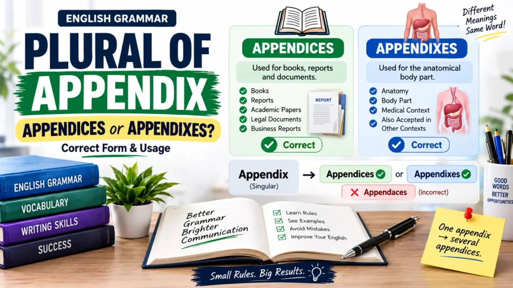 Plural of Appendix Appendices or Appendixes Correct Form & Usage