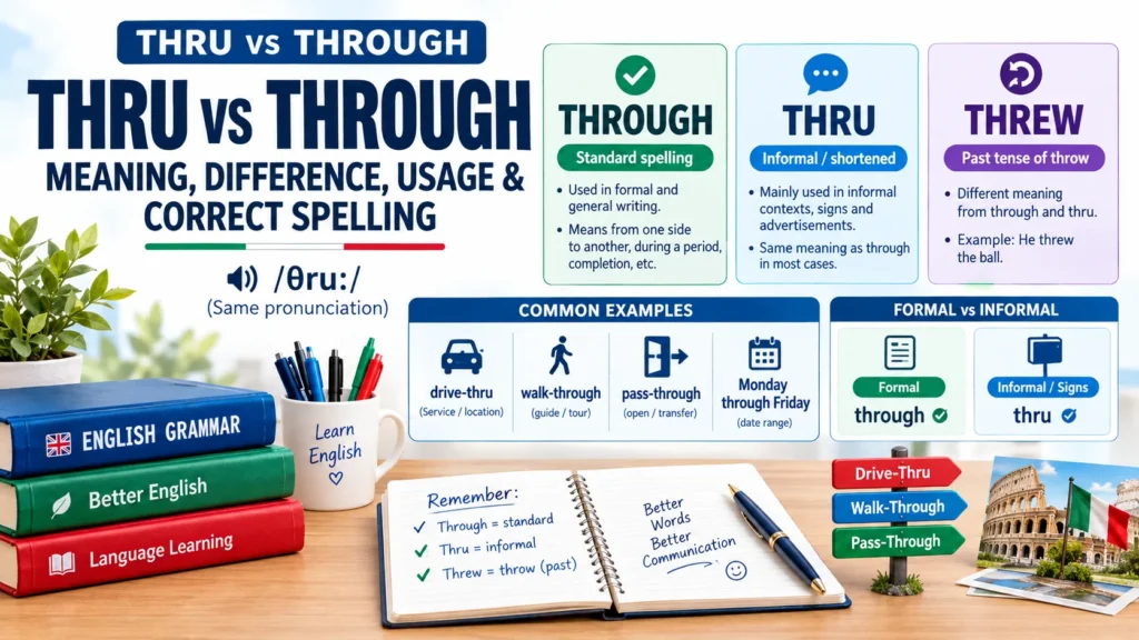 Thru vs Through Meaning, Difference, Usage & Correct Spelling