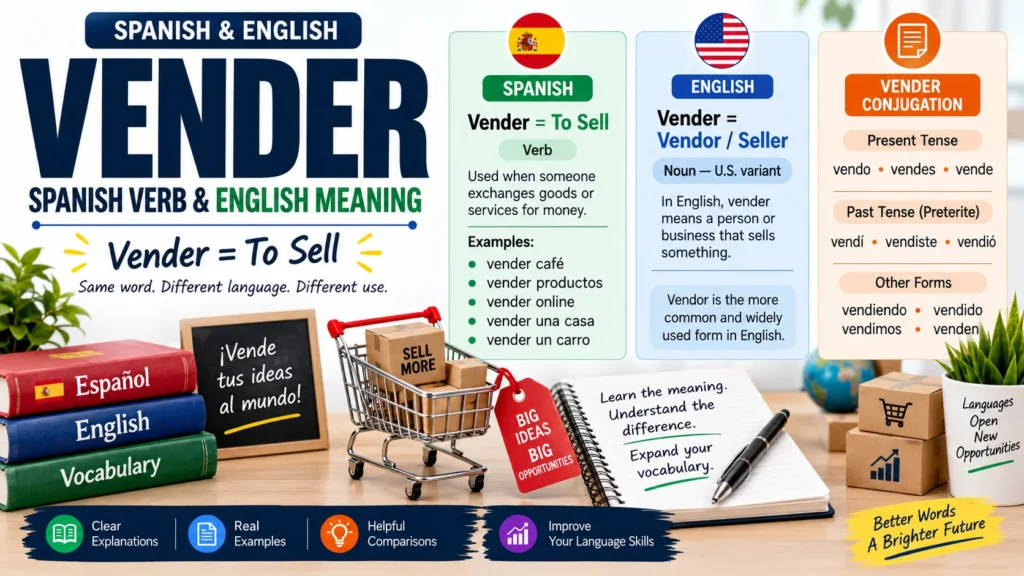 Vender Meaning Spanish Verb, English Definition, Conjugation & Vender vs. Vendor